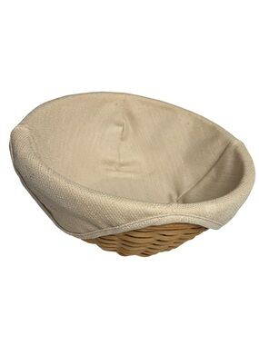Longaberger Round 2003 11.0" Bowl Basket & Liner Banneton Sourdough Bread Dough